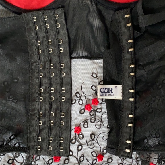 Made in Italy 🇮🇹 Black and Red Lace Bustier - Picture 6 of 8
